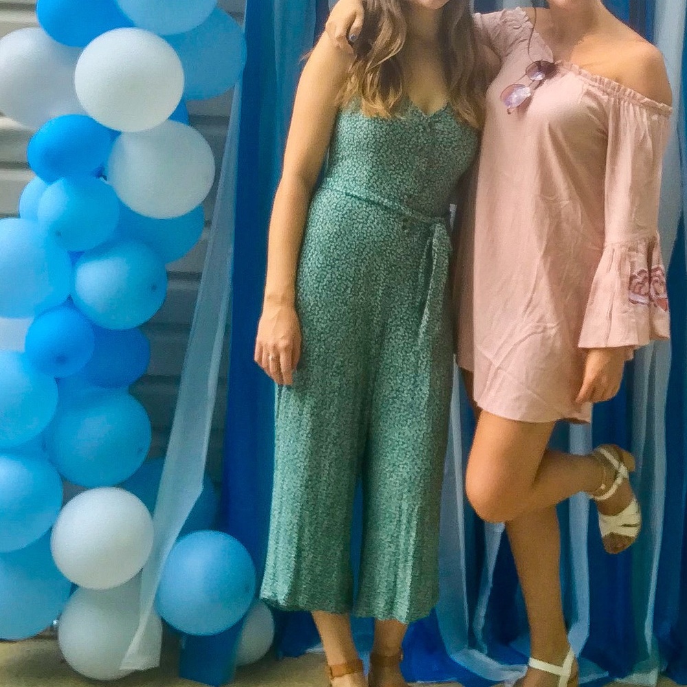 Green floral American eagle midi romper